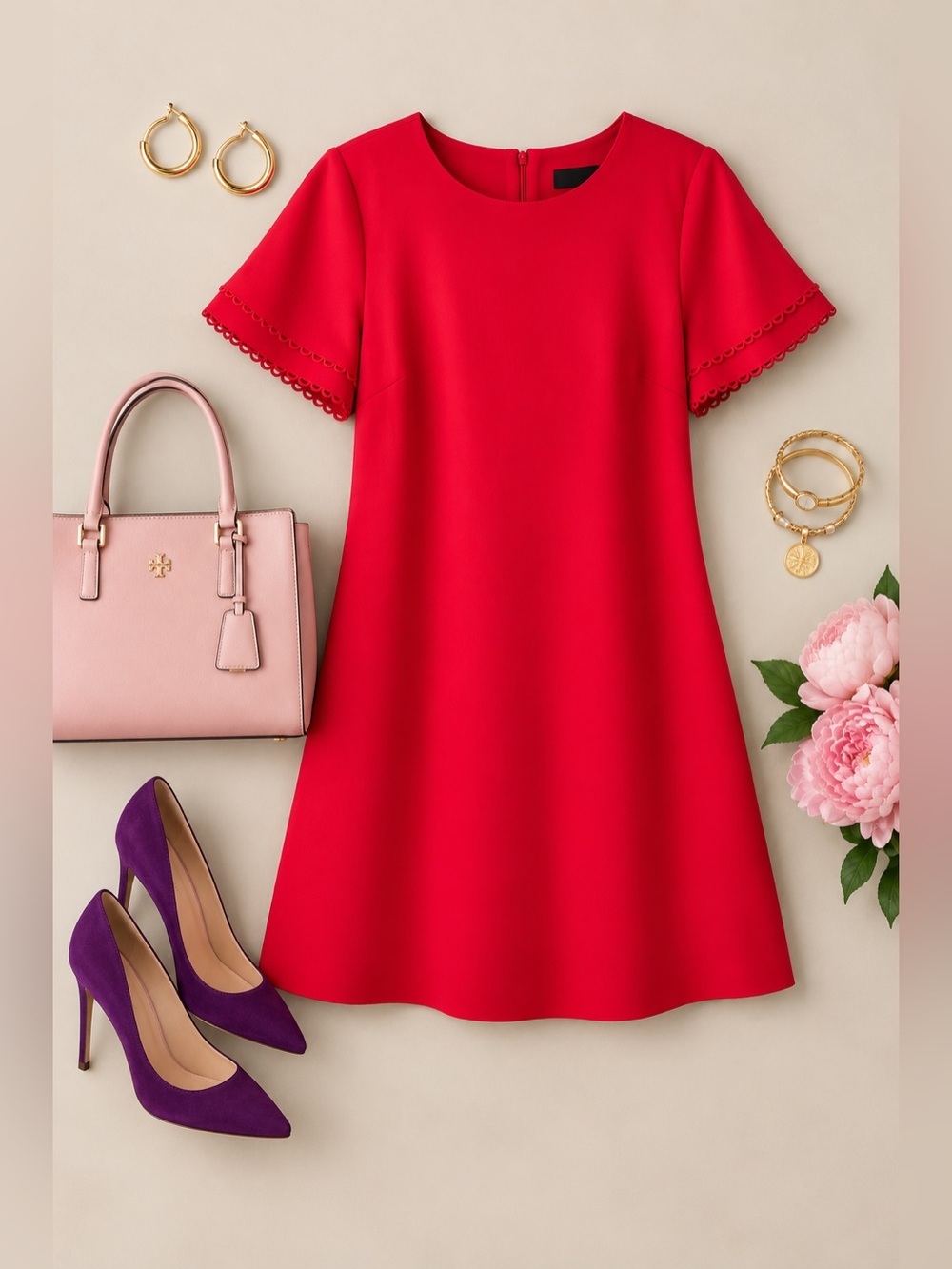 Ann Taylor Red Flutter Sleeve A-Line Dress NWT